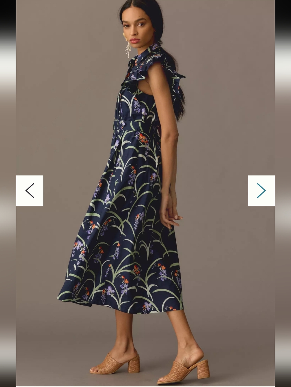 Maeve Anthropologie 100% Cotton Navy Floral Belted Maxi Dress_XS - Picture 2 of 11